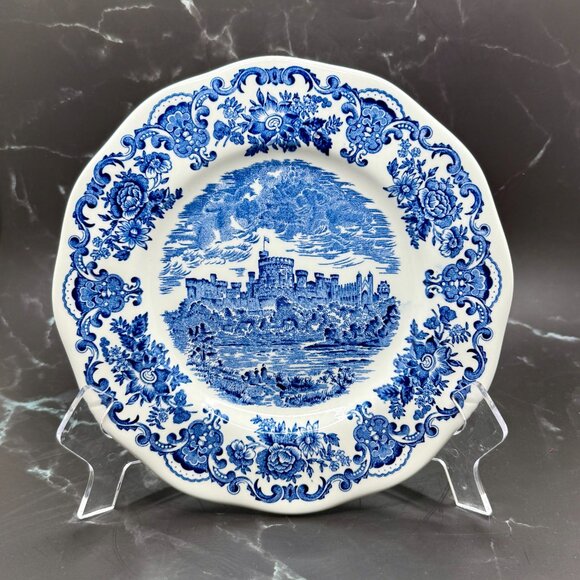 Staffordshire Blue & White Windsor 9” Castle English Plate by Unicorn - Picture 17 of 17